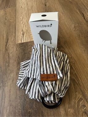 WildBird Black & White Striped Ring Sling with Leather Logo